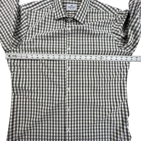 Mizzen + Main Shirt Men XL Gray Check Long Sleeve Collared Stretch Trim Fit - Picture 10 of 12